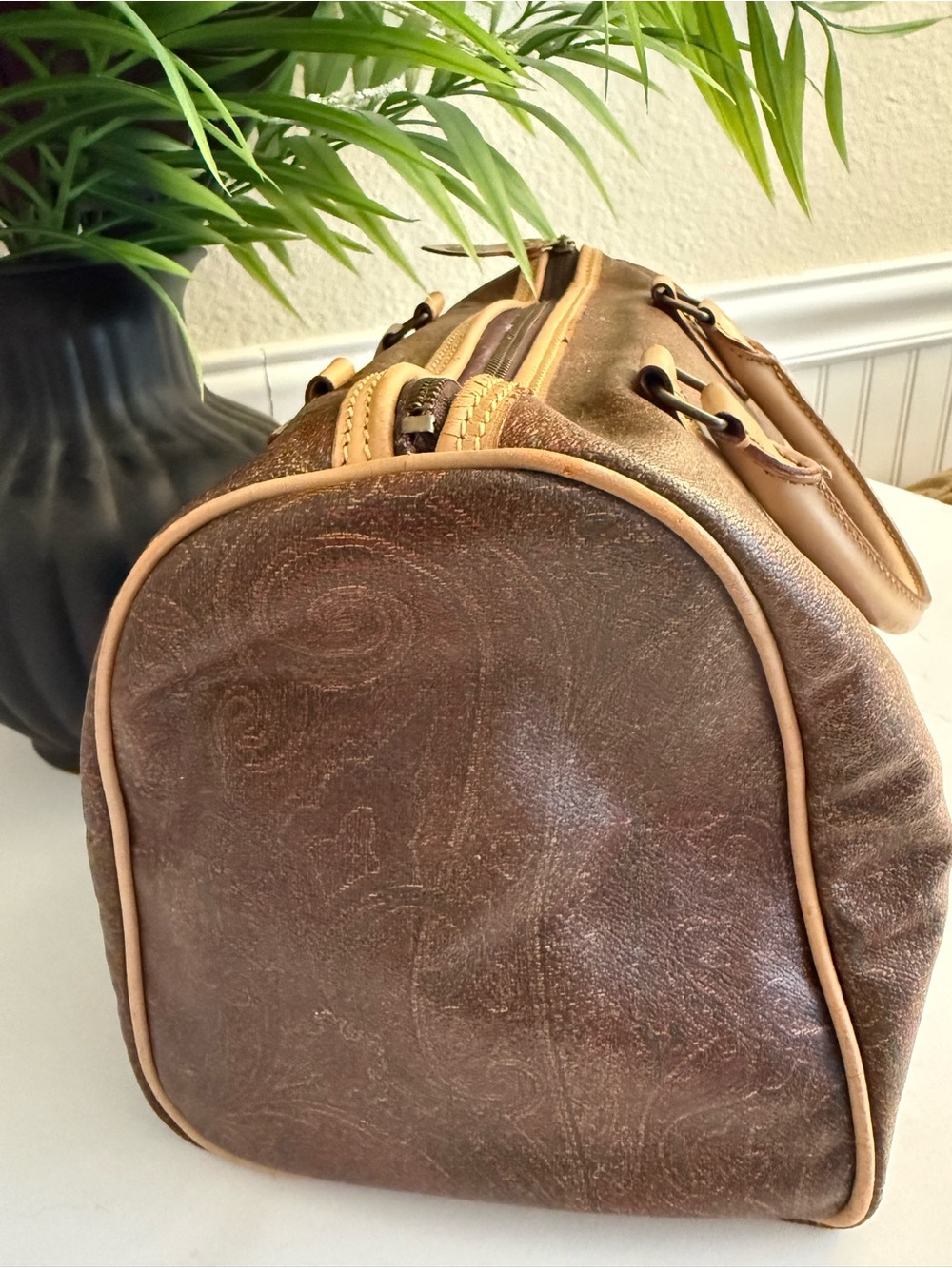 Vintage Etro Milano Paisley Coated Boston Bag - Picture 5 of 14